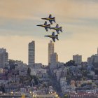 The Blue Angels fly over "old" San Francisco.